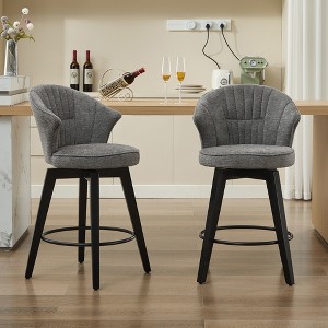 GDFStudio Lydia Modern 360° Swivel Wing Back Chenille Upholstered Bar Stools (Set of 2) - 1 of 4