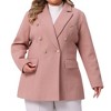 Agnes Orinda Women's Plus Size Double Breasted Lapel Long Sleeve Work Office Pea Coat with Pocket - 2 of 4