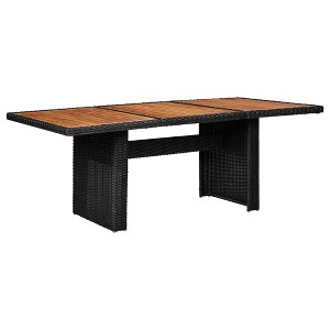 vidaXL Dining Table Black PE rattan, solid acacia wood, powder-coated steel - 1 of 2