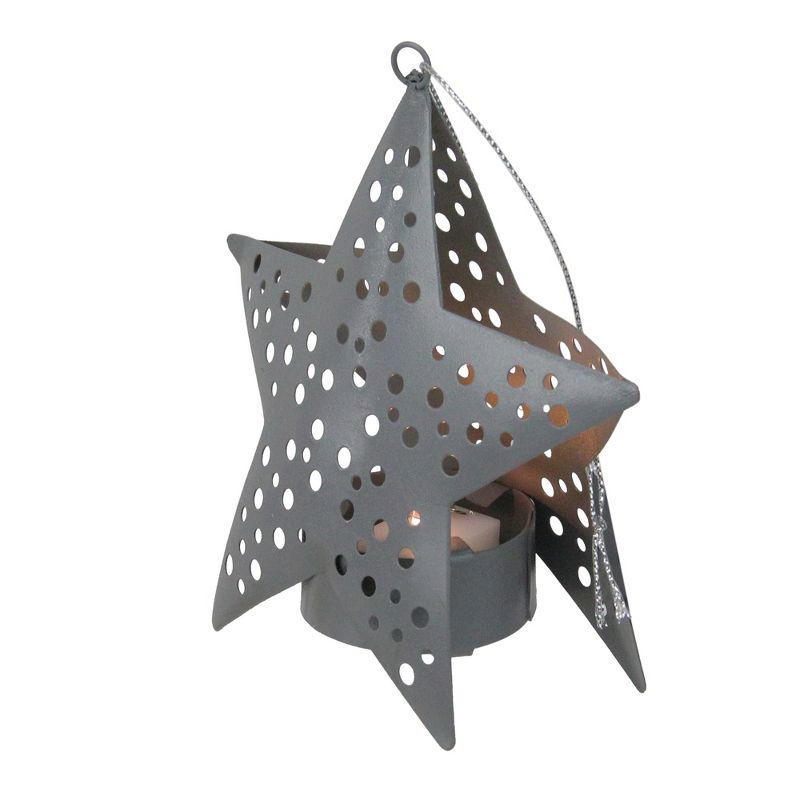Northlight 4.5" Gray Lighted Round Cut-Outs Petite Star Christmas Ornament, 2 of 4