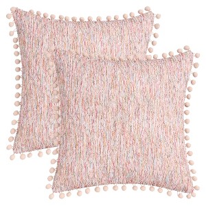 REGALWOVEN Fade-Resistant Chenille Boho Decorative with Pom-poms Throw Pillow Covers 2 Pcs - 1 of 4