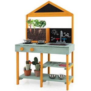 Infans Kids Kitchen Playset Outdoor Mud Kitchen with Root Viewer Planter Removable Sink - 1 of 4