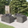 vidaXL Patio Lounge Set Outdoor Sectional Sofa Set Table Garden Poly Rattan - Gray and Anthracite 8x Corner + Table - 2 of 4