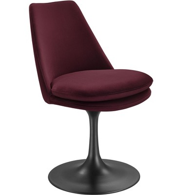 Modway Lippa Velvet Swivel Dining Side Chair in Black Mulberry – 360° Rotating Modern Accent or Office Chair