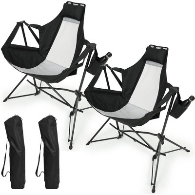 XINGHANZHENXUAN 2 Pcs Hammock Camping Chair, Folding Portable Rocking Chair with Pillow Cup Holder, Carry Bag