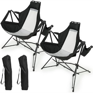 XINGHANZHENXUAN 2 Pcs Hammock Camping Chair, Folding Portable Rocking Chair with Pillow Cup Holder, Carry Bag - 1 of 4