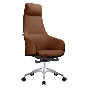 LeisureMod Celeste High-Back Office Chair in Upholstered Leather and Iron Frame with Swivel and Tilt - 1 of 4