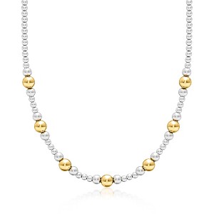 Ross-Simons Italian Sterling Silver and 18kt Gold Over Sterling Graduated Bead Necklace - 1 of 3