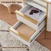 OKD Modern Nightstand w/Charging Station & Faux Marble Tabletop, Luxury Bed Side Table - 3 of 4