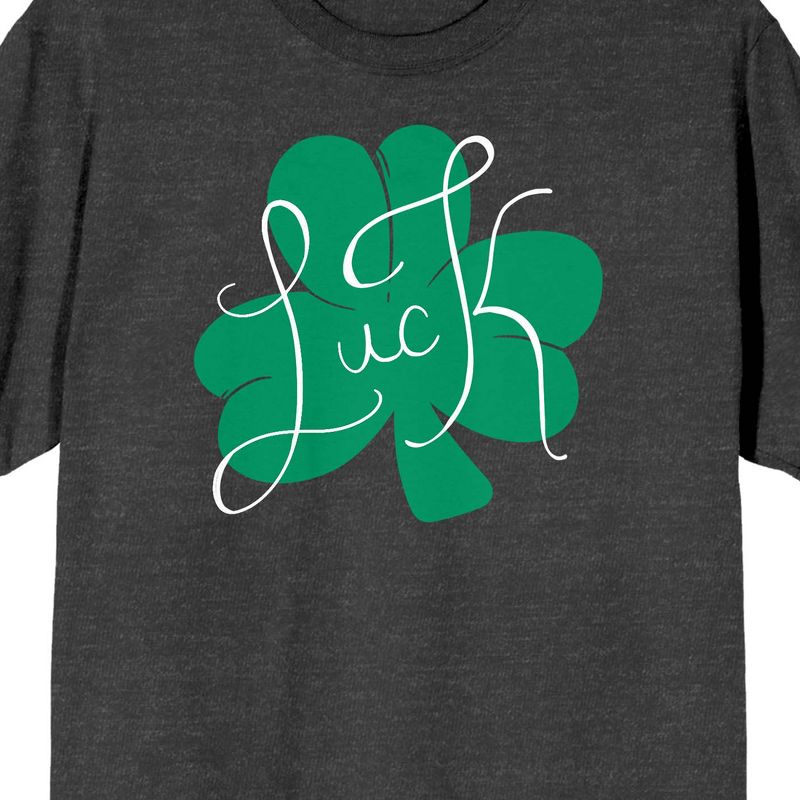 St Patrick's Day Luck Clover Crew Neck Short Sleeve Charcoal Heather Women's T-shirt, 2 of 4