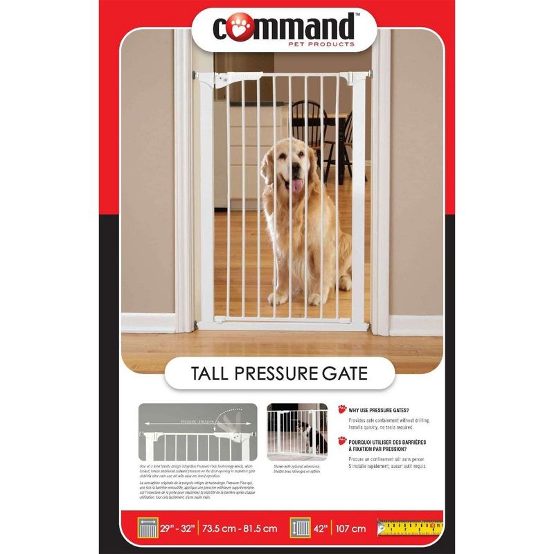 Command Pet Products PG5142 Heavy Duty Steel Pressure Gate for Restricting Pet Access to Hallways, Staircases, & Room Entrances, 42 x 32 Inches, White, 4 of 5