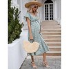Maternity Dress with V-Neck & Tie Waist - Women's Short Sleeve High Waist Pregnancy Dress - 4 of 4