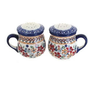 Blue Rose Polish Pottery S138 Manufaktura Salt & Pepper Shakers with Handles - 1 of 2