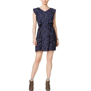 maison Jules Womens Star-Print Ruffled A-line Dress - 1 of 1