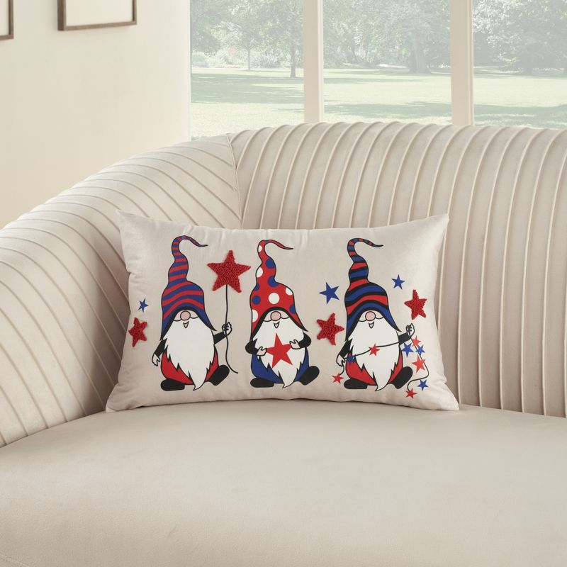 Mina Victory Holiday Americana Gnomes 12" x 21" Multicolor Throw Pillow, 2 of 6