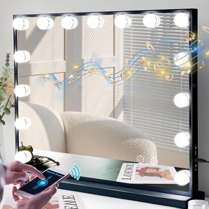 Vanity Mirror with Lights, Hollywood Makeup Mirror with 15 Dimmable Bulbs, 3 Color Modes, USB Port, 10X Detachable Magnification - 1 of 4