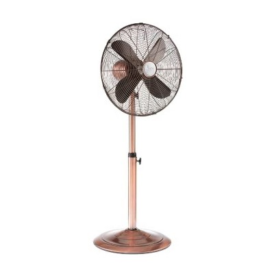 DecoBreeze DBF0209 Transitional Electric Oscillating 3 Speed Circulating Adjustable Height Pedestal Floor Fan with Quiet Motor, Brushed Copper