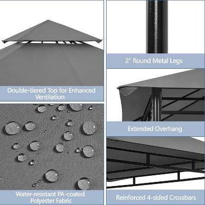 Gray Steel 11x11ft Water-Resistant Patio Gazebo