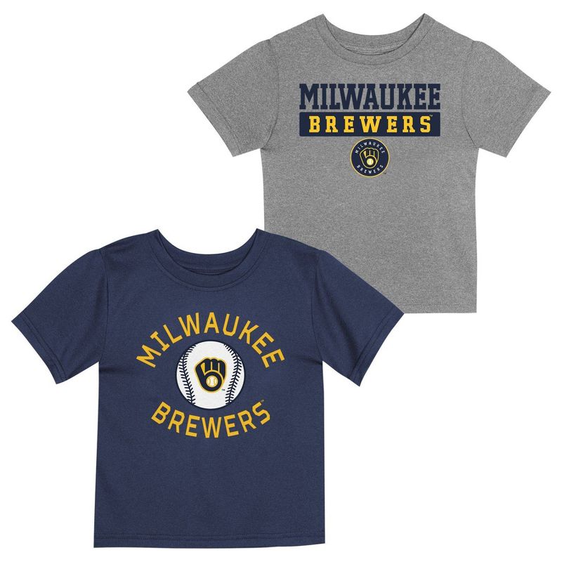 MLB Milwaukee Brewers Toddler Boys&#39; 2pk T-Shirt, 1 of 4