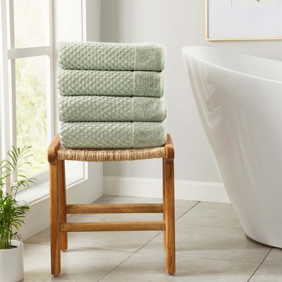 Pale Green Heavyweight Cotton Quick-Dry Bath Towel Set (4 Pieces)