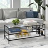 Black Bronze Coffee Table with Glass Shelves - Henn&Hart - 4 of 4