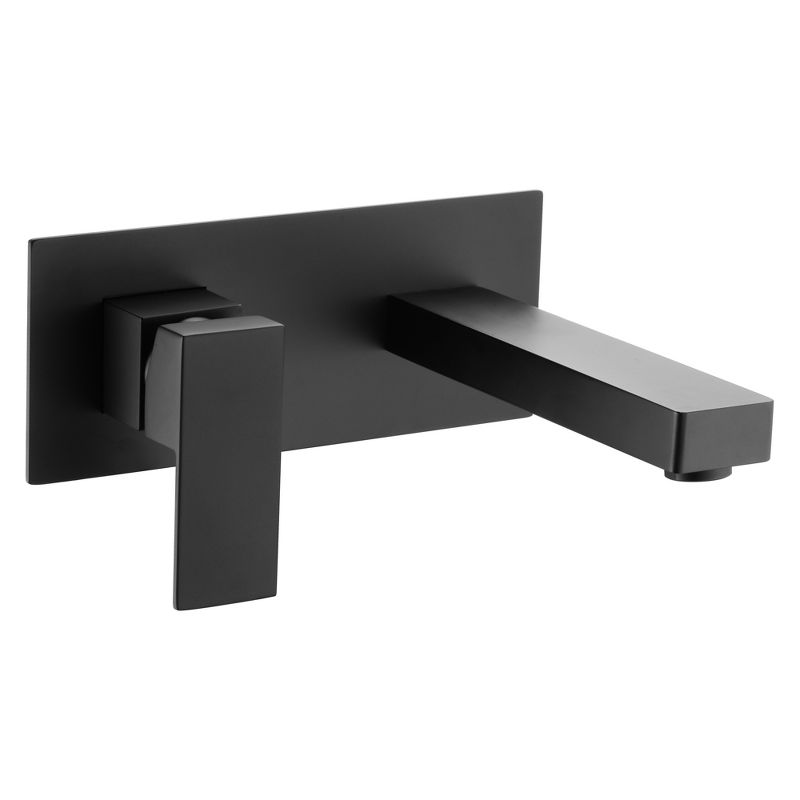 SUMERAIN Matte Black Wall Mount Bathroom Sink Faucet Vessel Faucet, Brass Rough-in Valve Included, 1 of 9