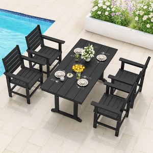 Arceso Outdoor Dining Set with Umbrella Hole, HDPS Patio Furniture - 1 of 4
