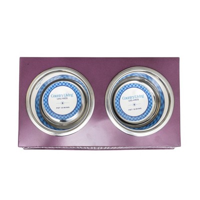 Plum Wine Elevated Dog Feeder with Stainless Steel Bowls