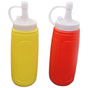 Handy Housewares 2 pc Squeezable Picnic Condiment 8 oz. Squeeze Dispenser Storage Bottles - Great for Ketchup Mustard or BBQ Sauce! - 1 of 3