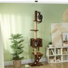 PawHut Floor to Ceiling Cat Tree, Adjustable Height 89"-104" Cat Tower with Cat Condo, Scratching Posts, Perches, 3-Steps, Hanging Ball & Anti-Tip Kit - 3 of 4