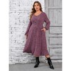Women's Plus Size Sweater Dress V-Neck Long Sleeve Fall Winter Dressed with Pockets - 3 of 4