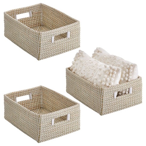 Mdesign Woven Farmhouse Kitchen Pantry Food Storage Basket Box, 3 Pack,  Camel, 16 X 12 X 6 : Target