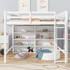 NicBex Full Size Loft Bed Pine Bed Frame with 8 Open Storage Shelves, Ladder and Full Length Guardrail, No Box Spring Required, White - 2 of 4