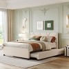 KTMBDW Full/Queen Size Upholstered Platform Bed with Brick Pattern Headboard and Twin Size Trundle, Linen Fabric, No Box Spring Needed - 2 of 4