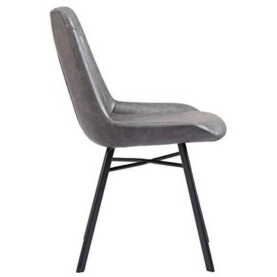 Vintage Gray Velvet Upholstered Side Chairs with Metal Legs, Set of 2