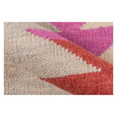 Caravan Geometric Handwoven Wool and Synthetic Red Area Rug
