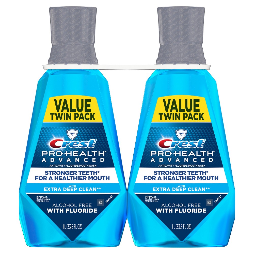 Crest Pro-Health Advanced, Extra Deep Clean Mouthwash, Fresh Mint, 1 L, Pack of 2