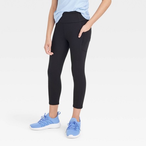 Girls' Pocket Cropped Leggings - All In Motion™ Black L : Target