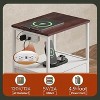 GALAXHERO Farmhouse End Table with Charging Station, Bedside Table with Open Shelf and Cabinet, Small Nightstand for Bedroom or Living Room - 3 of 4