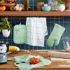 KITCHENAID Quilted Cotton Terry Cloth Oven Mitt, Pot Holder, Kitchen Towel 4-Pack Set, Silicone Grip, Pistachio, 16"x26", 7"x13" & 7"x10" - 3 of 4