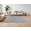 Ivory Taupe and Blue Oriental Power Loom Worn Faded Area Rug With Fringe - 2 of 4
