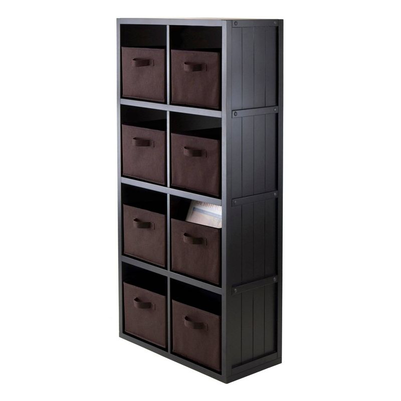 40.08&#34; 9pc Timothy Set Storage Shelf 4X2 with Baskets Black - Winsome, 3 of 8