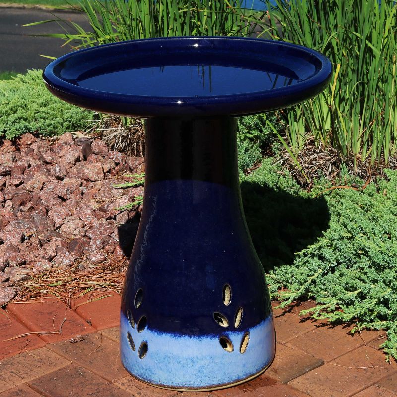 Sunnydaze Outdoor Weather-Resistant Garden Patio Classic High-Fired Smooth Ceramic Hand-Painted Bird Bath, 2 of 10