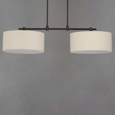 Oil Rubbed Bronze Dual Drum Linen Pendant Light