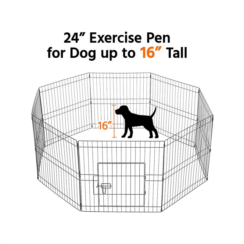 Yaheetech 24"H 8-Panel Metal Dog Playpen for Puppy, 5 of 9