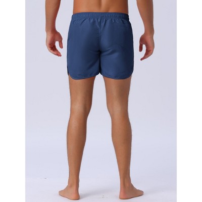 INSPIRE CHIC Men's Casual Lightweight Solid Color Elastic Waist Drawstring Summer Beach Board Shorts Dark Blue 30 — фото 3