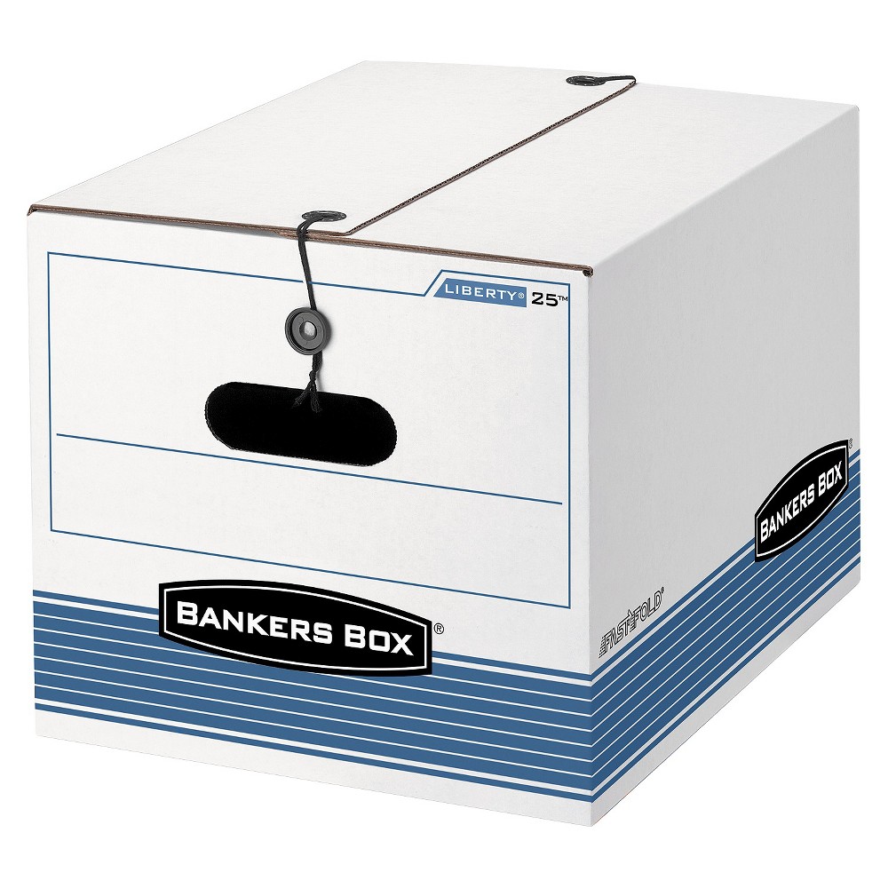 UPC 077511000256 product image for Bankers Box STOR/FILE Extra Strength Storage Box - White/Blue | upcitemdb.com