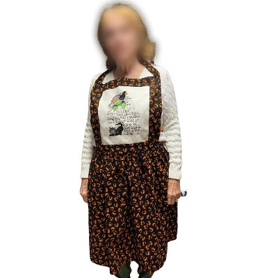 Adult Unisex Halloween Apron With Black Cats Ghosts And Ghoulies Adjustable Neck Strap Cooking Barbeque Party