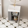 FAMYYT 21.6 in. Single Sink Freestanding Gray Bath Vanity with White Ceramic Top, Strong Load-bearing Base, Left Side - 3 of 4