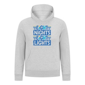Everyday Kids Hanukkah Collection “Eight Nights Eight Lights” Pullover Hoodie – Holiday Sweatshirt - 1 of 4